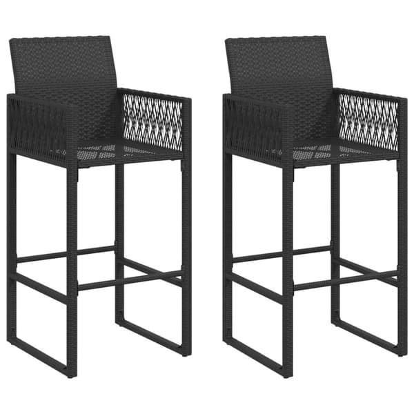 vidaXL udendørs barstole 2 stk. polyrattan sort