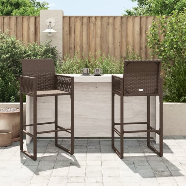 vidaXL udendørs barstole 2 stk. polyrattan brun