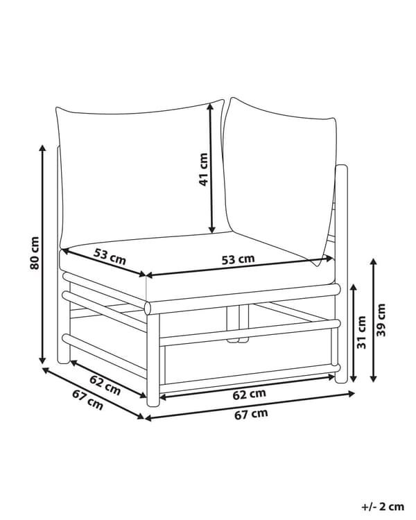 Hjørne 1-seters Seksjon Taupe Bambus Polyester Stoffpute Armløs Stol Modul Modulær Sofa