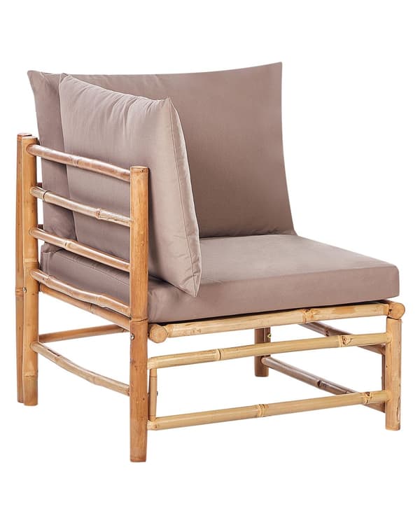 Hjørne 1-seters Seksjon Taupe Bambus Polyester Stoffpute Armløs Stol Modul Modulær Sofa