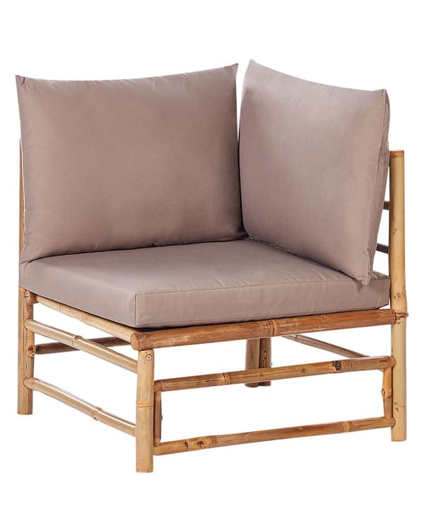 Hjørne 1-seters Seksjon Taupe Bambus Polyester Stoffpute Armløs Stol Modul Modulær Sofa