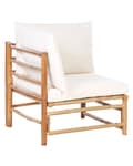 Miniatyrbilde 5 av 10: Hjørne 1-seters Seksjon Off-White Bamboo Polyester Fabric Cushion Armløs Stol Modulær Sofa