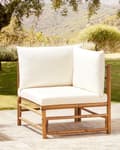 Miniatyrbilde 2 av 10: Hjørne 1-seters Seksjon Off-White Bamboo Polyester Fabric Cushion Armløs Stol Modulær Sofa