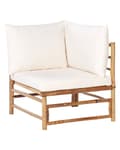 Miniatyrbilde 1 av 10: Hjørne 1-seters Seksjon Off-White Bamboo Polyester Fabric Cushion Armløs Stol Modulær Sofa