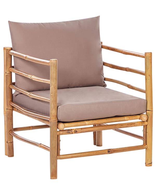 Lenestol Lys Bambustre Taupe Ryggstøtte Sitteputer Slipper Design Innendørs og utendørs Moderne Rustikk Design