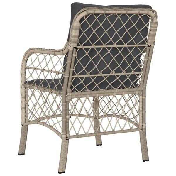 havestole 2 stk. med hynder polyrattan lysegrå