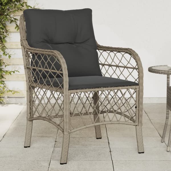 havestole 2 stk. med hynder polyrattan lysegrå