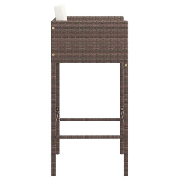 barstole 2 stk. med hynder polyrattan brun