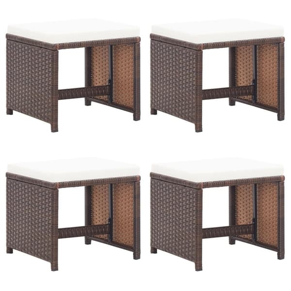 haveskamler 4 stk. med hynder polyrattan brun