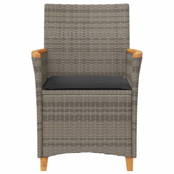 havestole 2 stk. med hynder polyrattan og massivt træ grå