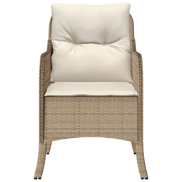 Trädgårdsstolar med dynor 2 st beige konstrotting