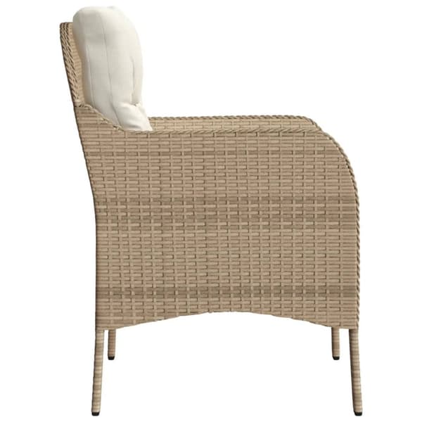 Trädgårdsstolar med dynor 2 st beige konstrotting