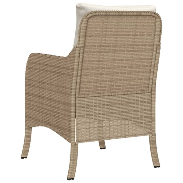 Trädgårdsstolar med dynor 2 st beige konstrotting