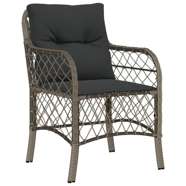 havestole med hynder 2 stk. polyrattan grå