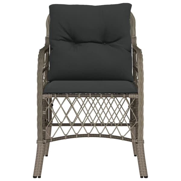 havestole med hynder 2 stk. polyrattan grå