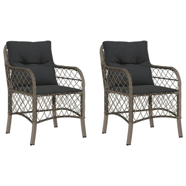 havestole med hynder 2 stk. polyrattan grå
