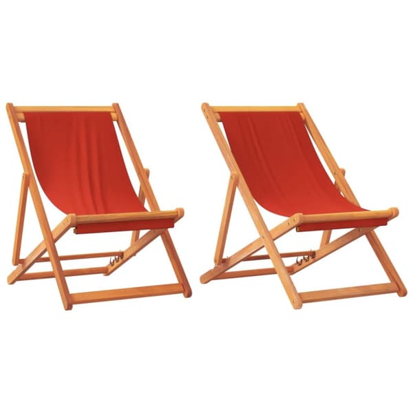 foldbare strandstole 2 stk. stof rød