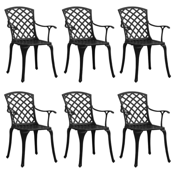 havestole 6 stk. støbt aluminium sort