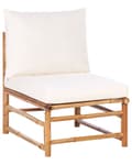 Miniatyrbillede 1 af 11: Havestol Off White Bambus Træ Lounge Stol til Haven Bambusstol til Udendørs Loungestol