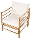 Miniatyrbillede 6 af 11: Havestol Off White Bambus Træ Lounge Stol til Haven Bambusstol med Armlæn til Udendørs Loungestol