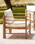 Miniatyrbillede 2 af 11: Havestol Off White Bambus Træ Lounge Stol til Haven Bambusstol med Armlæn til Udendørs Loungestol
