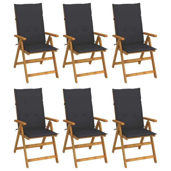 foldbare havestole 6 stk. med hynder massivt akacietræ