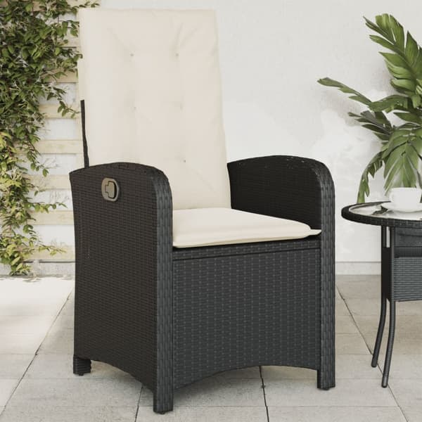 havestole med hynder 2 stk. justerbart ryglæn polyrattan sort