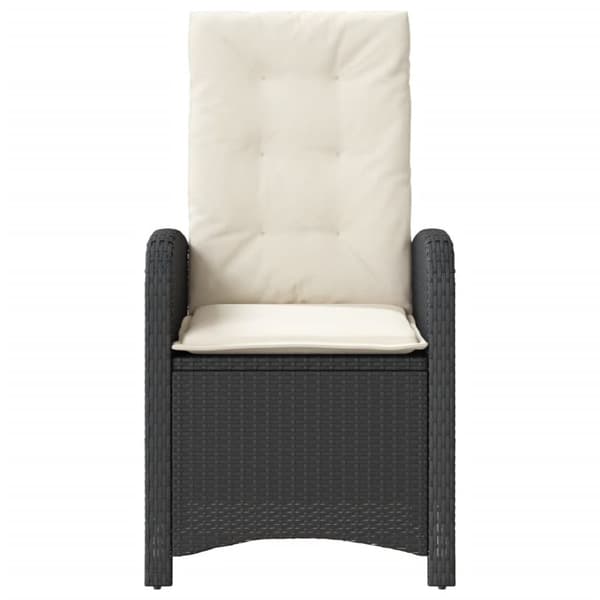 havestole med hynder 2 stk. justerbart ryglæn polyrattan sort