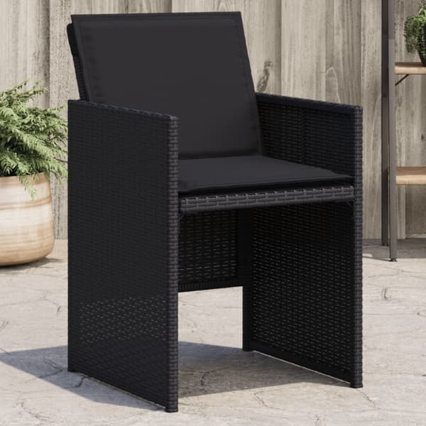 havestole med hynder 4 stk. polyrattan sort