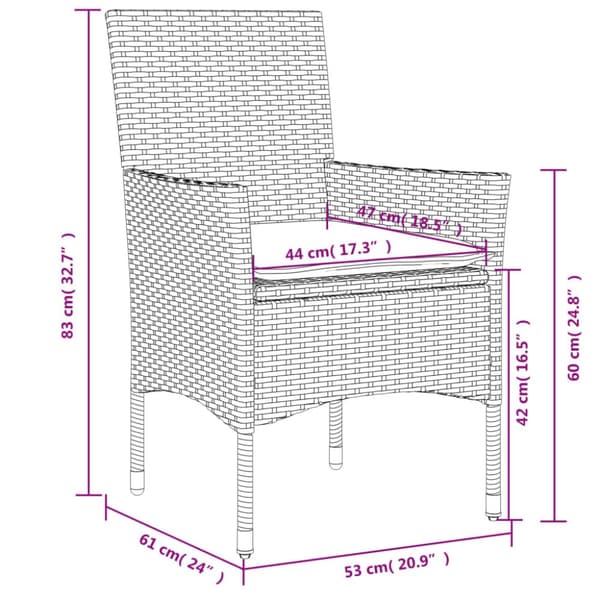 havestole med hynder 2 stk. polyrattan hvid