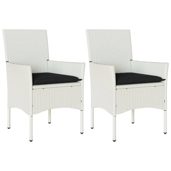 havestole med hynder 2 stk. polyrattan hvid