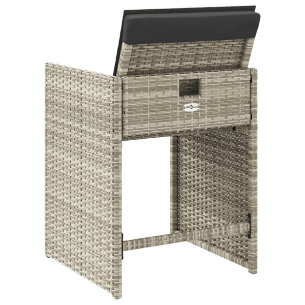 havestole 4 stk. med hynder polyrattan lysegrå