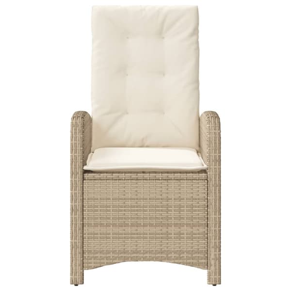 havestol med lænefunktion og hynder polyrattan beige