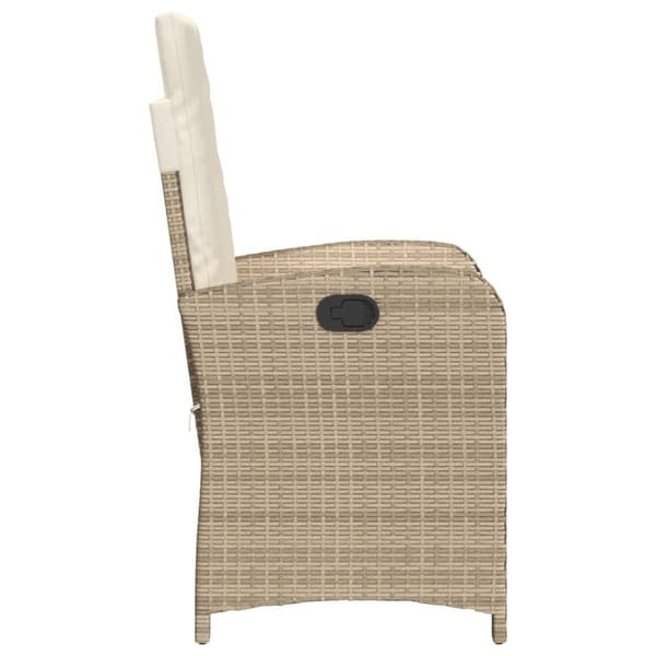 havestol med lænefunktion og hynder polyrattan beige