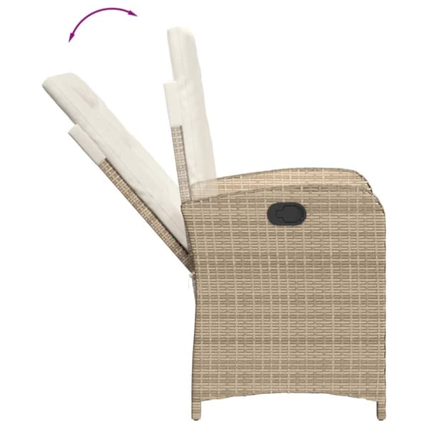 havestol med lænefunktion og hynder polyrattan beige