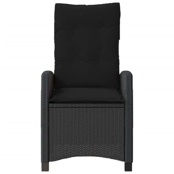 havestole med hynder 2 stk. justerbart ryglæn polyrattan sort