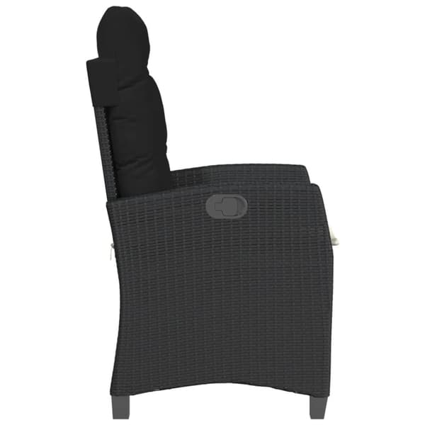 havestole med hynder 2 stk. justerbart ryglæn polyrattan sort