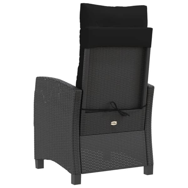 havestole med hynder 2 stk. justerbart ryglæn polyrattan sort