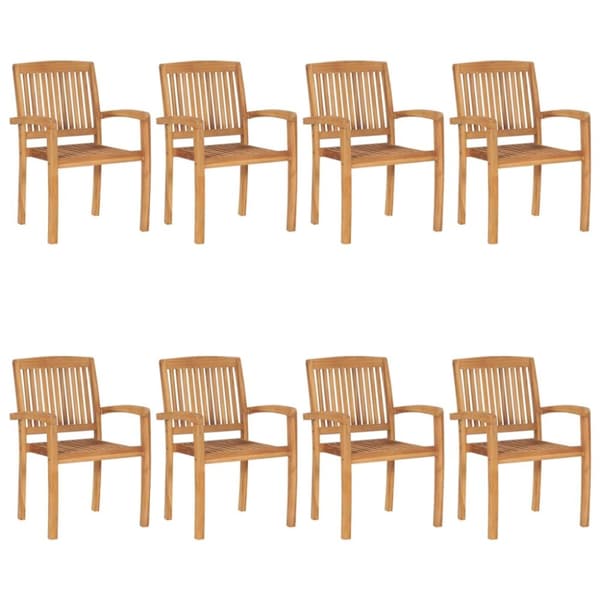 Stapelbara trädgårdsstolar med dynor 8 st massiv teak