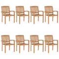 Miniatyrbild 2 av 10: Stapelbara trädgårdsstolar med dynor 8 st massiv teak