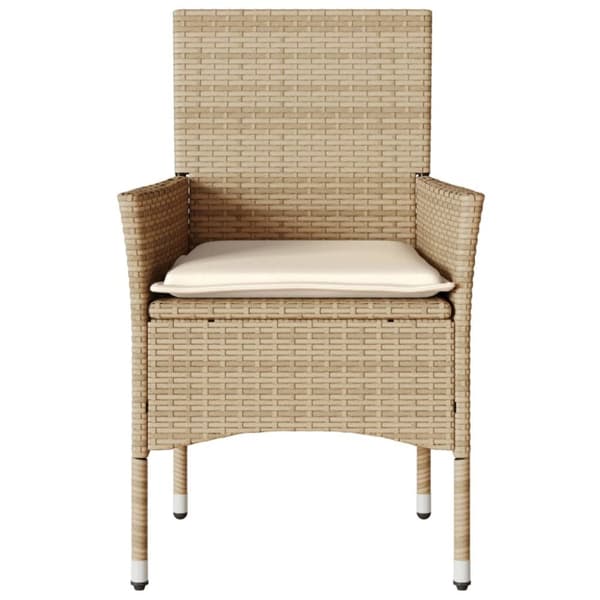 havestole med hynder 2 stk. polyrattan beige