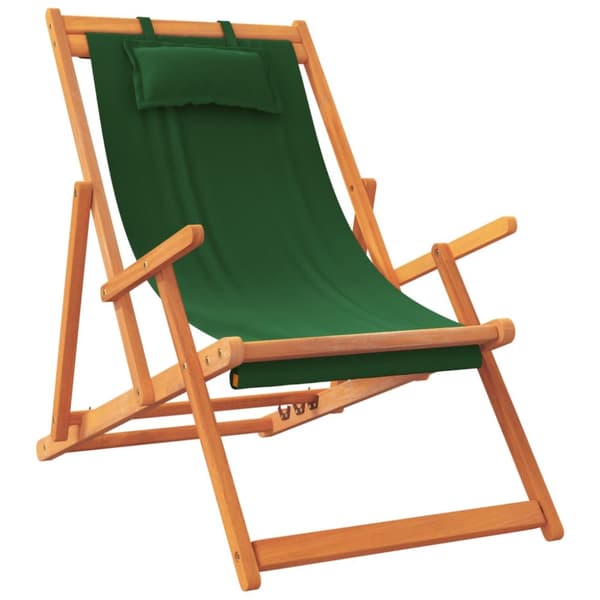 Hopfällbara strandstolar 2 st grön tyg