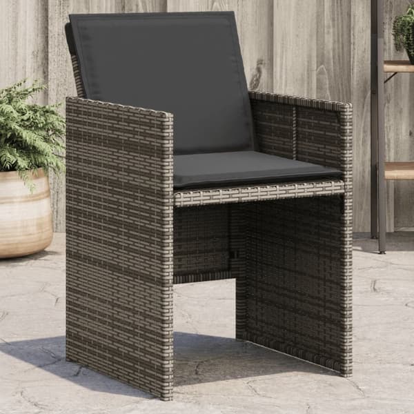 havestole med hynder 4 stk. polyrattan grå