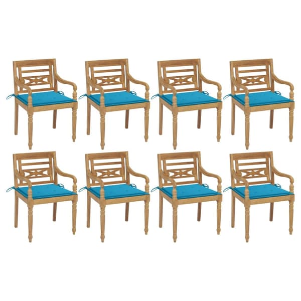 Bataviastolar med dynor 8 st massiv teak