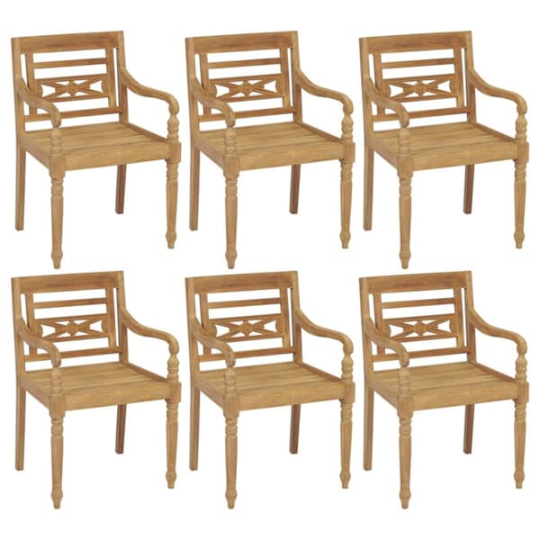 Bataviastolar med dynor 6 st massiv teak