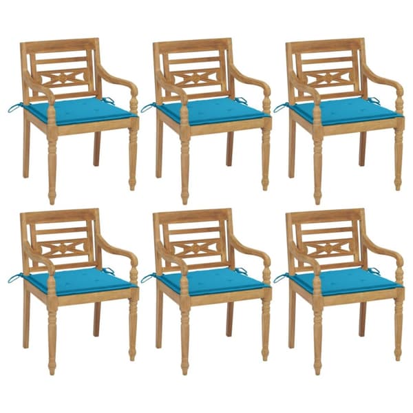 Bataviastolar med dynor 6 st massiv teak