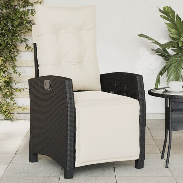 havestole 2 stk. med lænefunktion og fodstøtte polyrattan sort