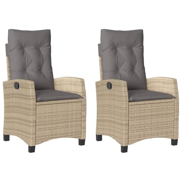 havestole 2 stk. lænefunktion + hynder polyrattan blandet beige