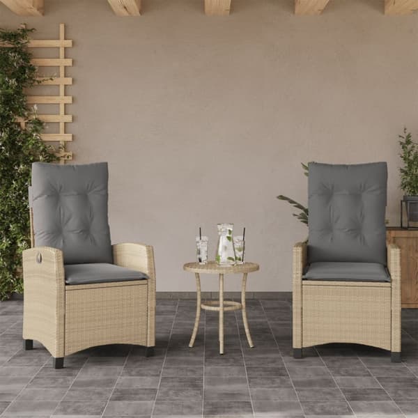 havestole 2 stk. lænefunktion + hynder polyrattan blandet beige