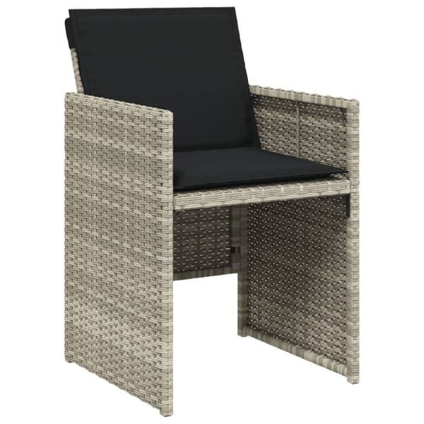 vidaXL havestole 4 stk. med hynder polyrattan lysegrå